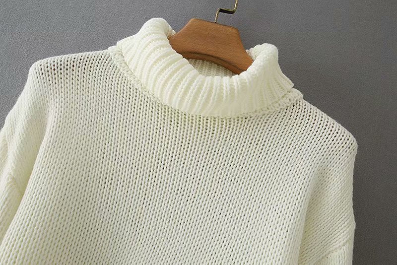 Retro Half High Neck Lantern Sleeve Sweater