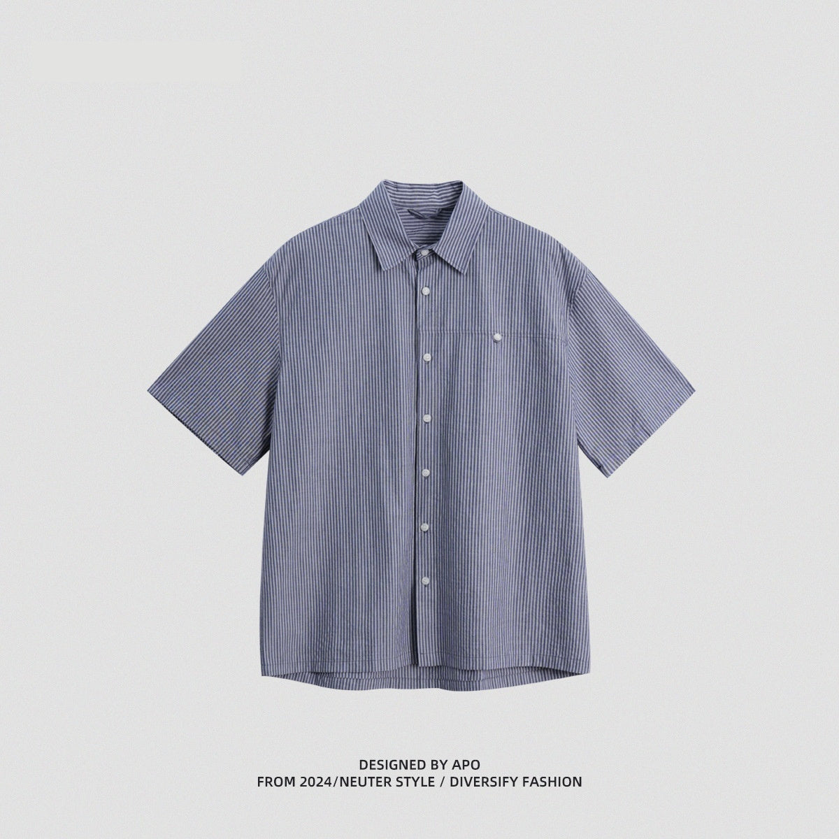 Men’s Striped Patchwork Casual Shirt – Short & Long Sleeve Hybrid