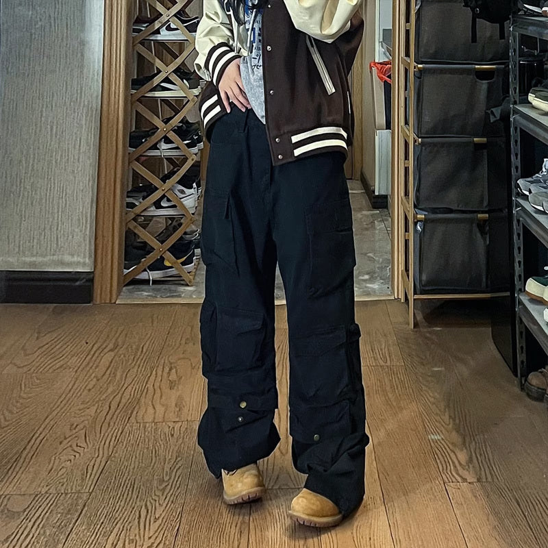 Men's Beige & White Multi-Pocket Overalls – Streetwear Utility Fashion