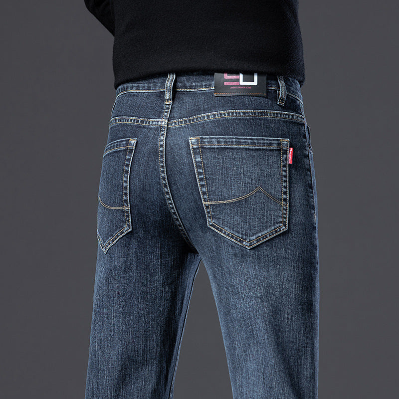 Men’s Fleece-Lined Slim Straight Jeans – Warm & Stylish Winter Essential