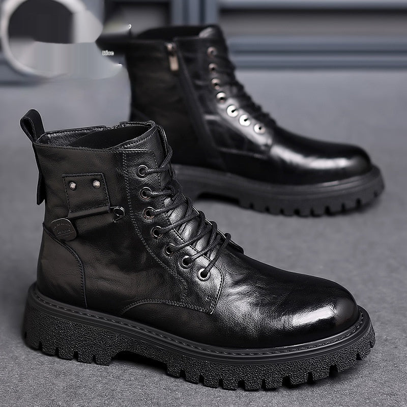 Men’s Retro Breathable PU Leather High-Top Martin Boots