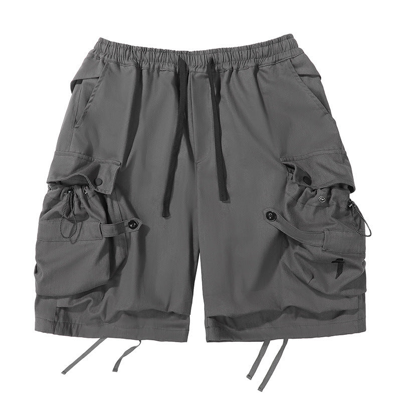 Mechanical Style Ribbon Loose Leisure Workwear Shorts