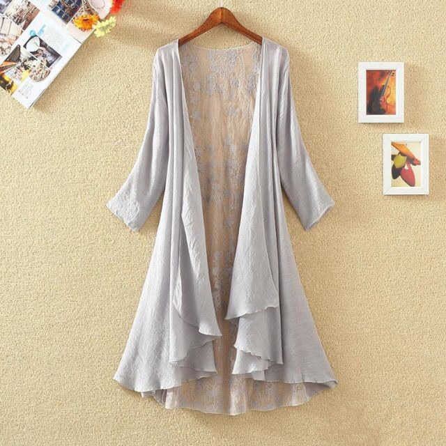 Women's Chiffon Shirt Hollow Out Loose Sun Protection Air Conditioning Shirt Thin Coat Cardigan Mid-length