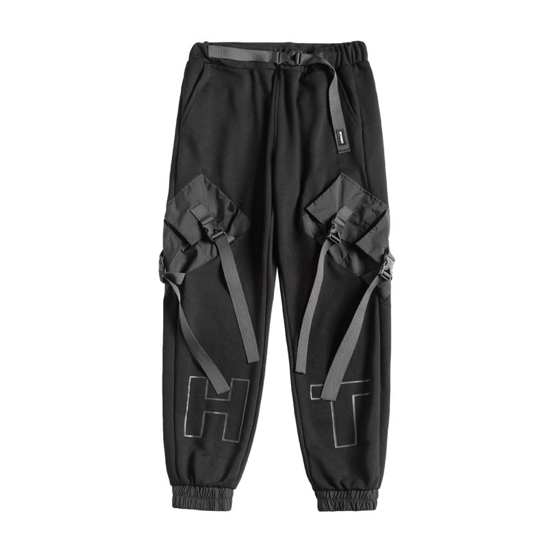 Men's Loose Black Overalls – Hip-Hop Streetwear with Utility Pockets