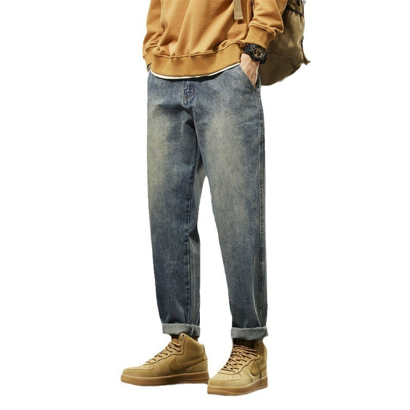 Retro Loose Straight Denim Pants for Men – Vintage Streetwear Style