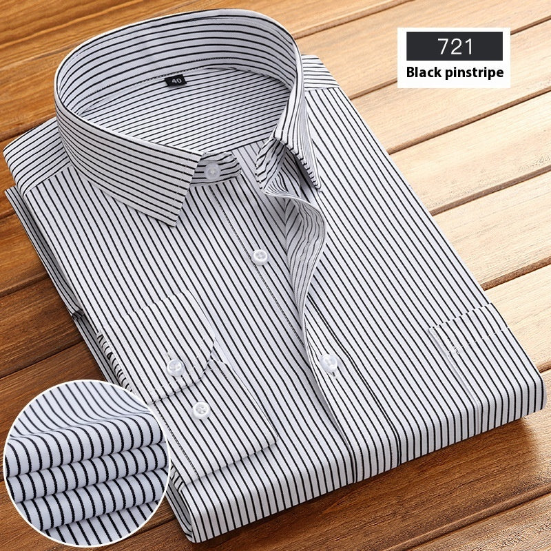 Men’s New Striped Long-Sleeve Business Shirt – Spring & Autumn Classic