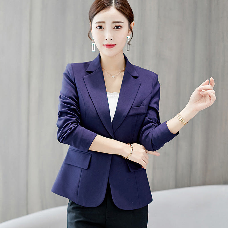 Korean Suit Slim Solid Color Long Sleeve Slimming Women's Coat