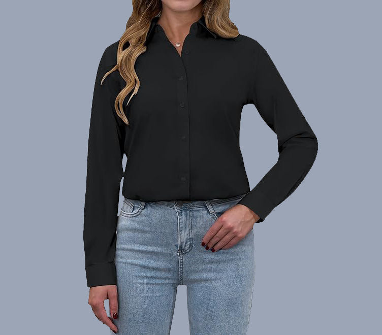 European And American Loose Fashion Temperament Pure Color Shirt
