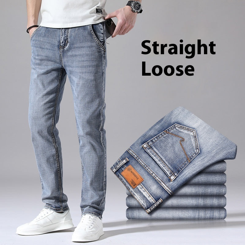 Men’s Retro Thin Straight-Leg Jeans – Lightweight & Laid-Back Comfort