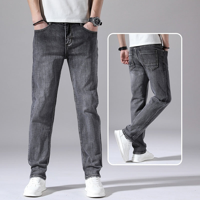 Men’s Retro Thin Straight-Leg Jeans – Lightweight & Laid-Back Comfort