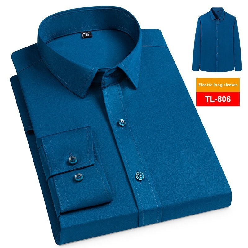 Men’s Spring Stretch Long-Sleeve Business Casual Shirt – Slim, Comfortable & Wrinkle-Resistant