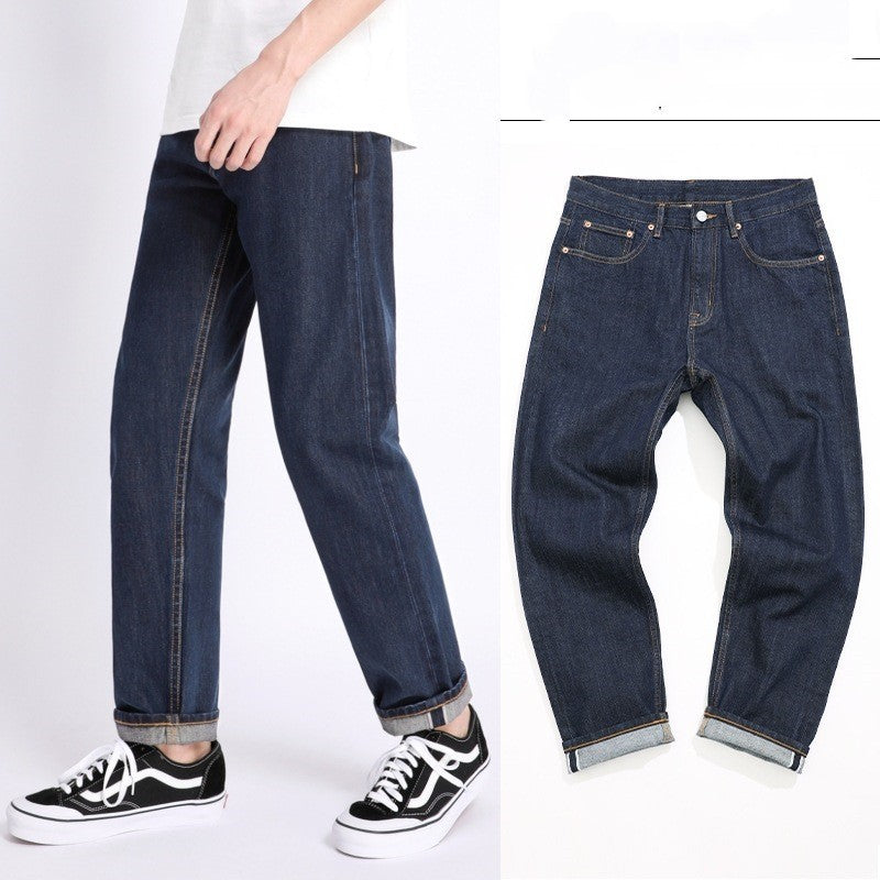 Dark Blue Loose-Fit Casual Jeans – Autumn Streetwear Style for Men
