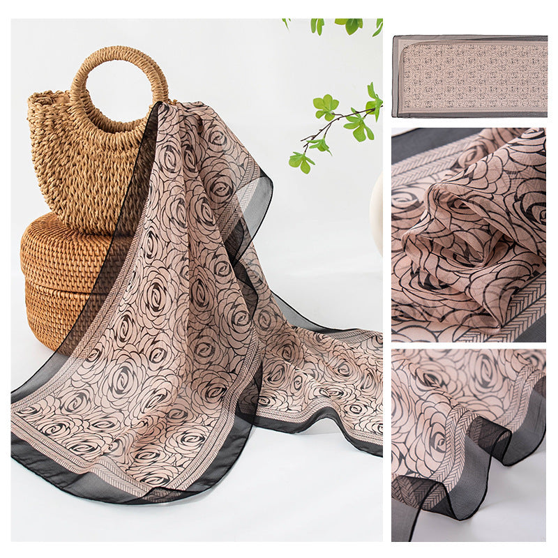 Silk Scarf Women's Mulberry Silk Printed Shawl
