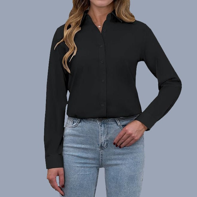 European And American Loose Fashion Temperament Pure Color Shirt