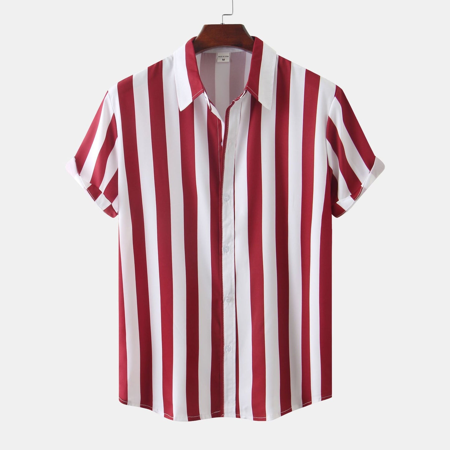 Men’s 3D Printed Short Sleeve Turn-Down Collar Shirt – Loose Fit Cotton Blend