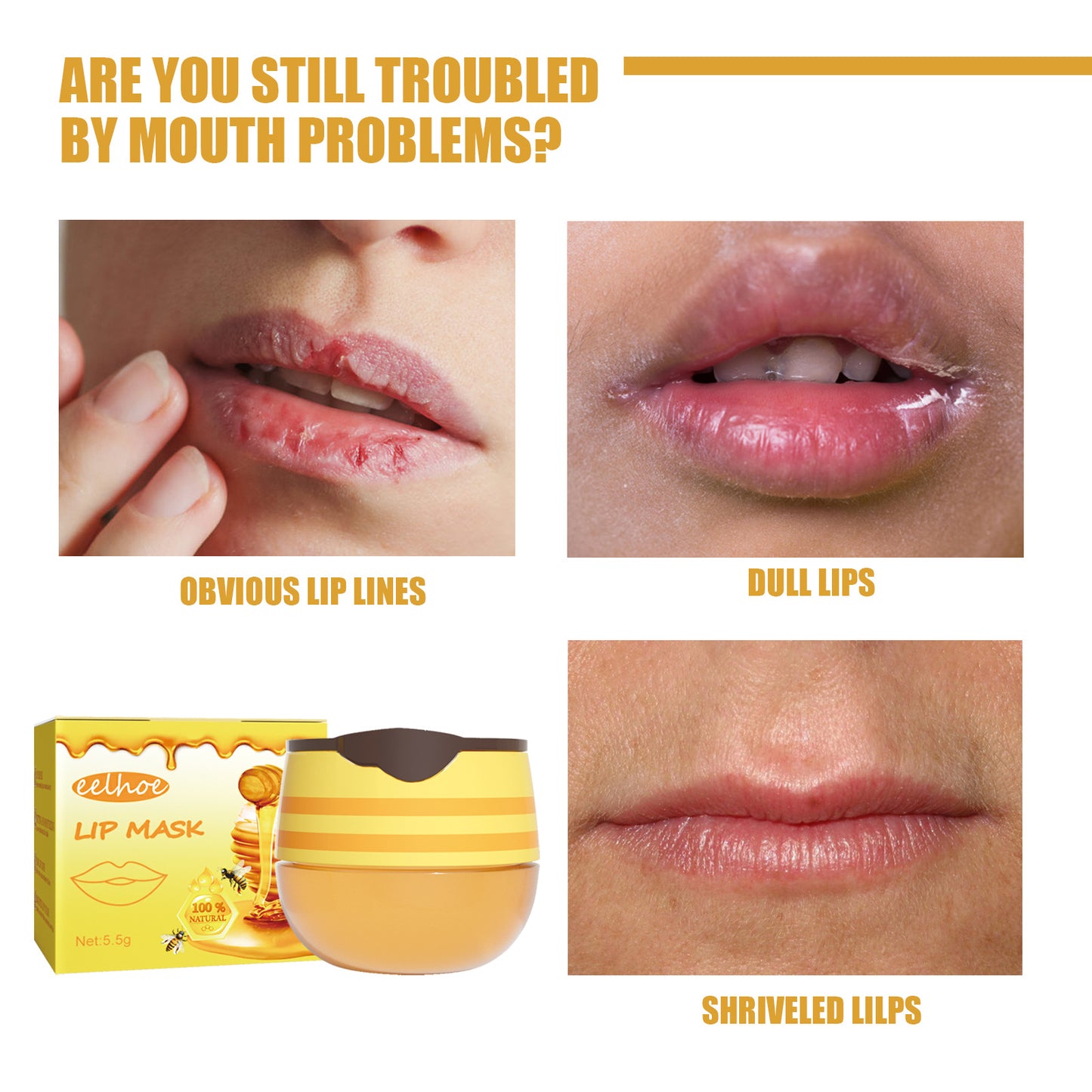 EELHOE Honey Lip Mask – Exfoliating & Moisturizing Bee Lipstick for Soft, Bright Lips