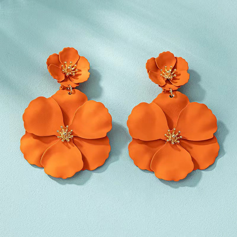 European And American Mori Girl Flower Earrings Retro Long