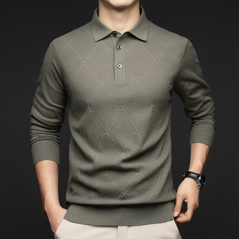 Lapel New Middle-aged People's Long Sleeve Business Casual Dad Wear Bottoming Sweater Men