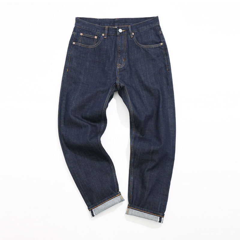 Dark Blue Loose-Fit Casual Jeans – Autumn Streetwear Style for Men