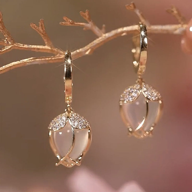 Opal Tulip Flower Earrings All-match Women