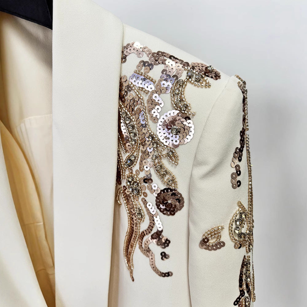 Heavy Industry Beads Diamond Green Fruit Collar Dress Suit Skirt