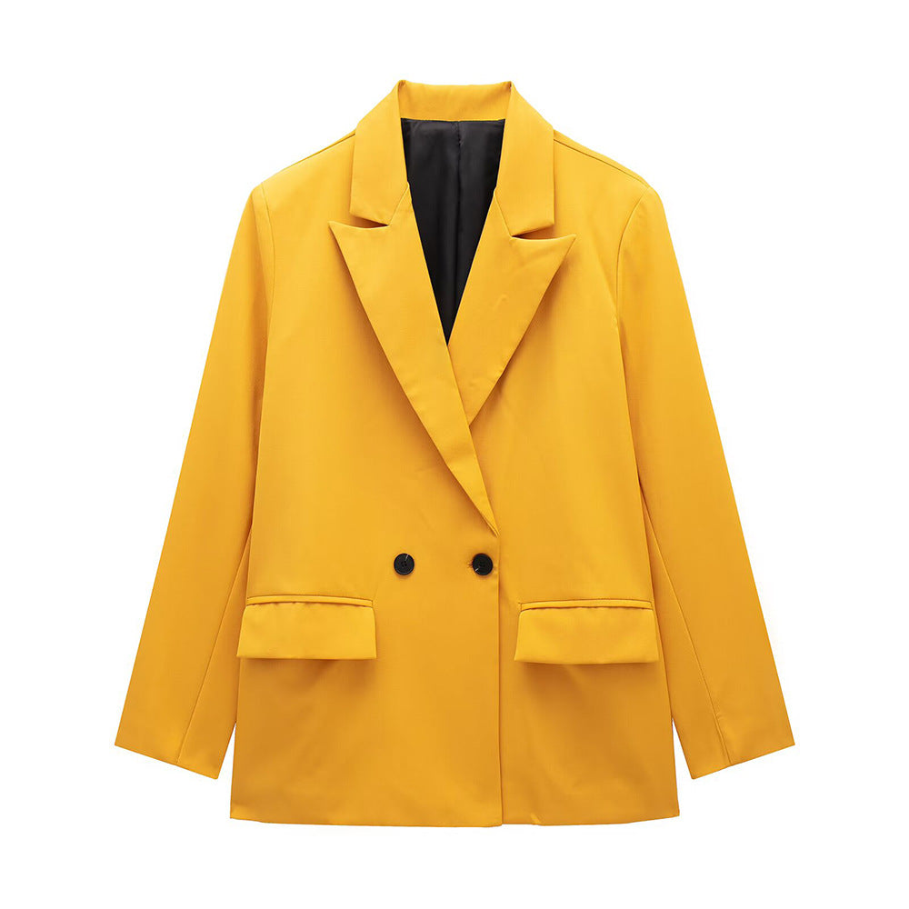 Women's Multi-color Commuter Loose Design Double-breasted Jacket