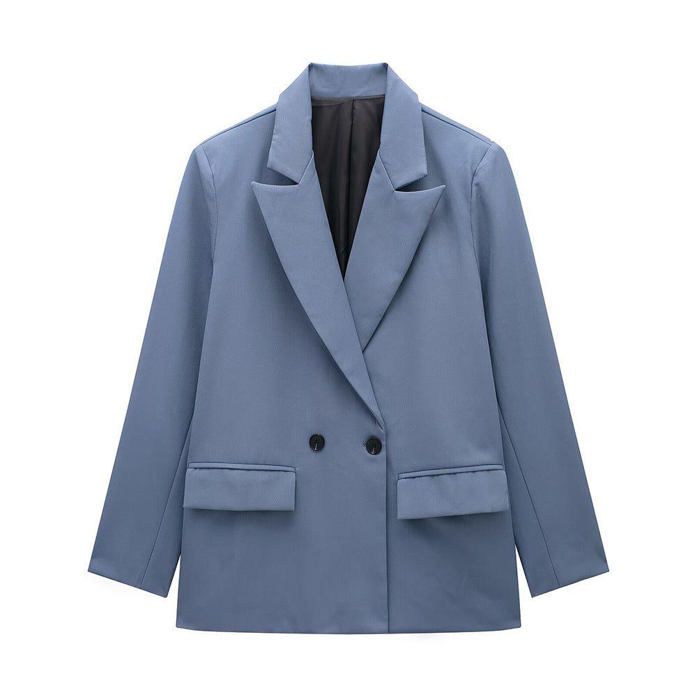 Women's Multi-color Commuter Loose Design Double-breasted Jacket