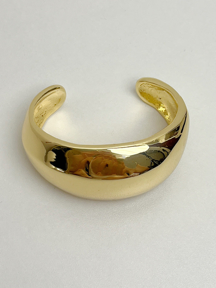 Niche Wide Metal Curved Glossy Bracelet Light Luxury High Sense