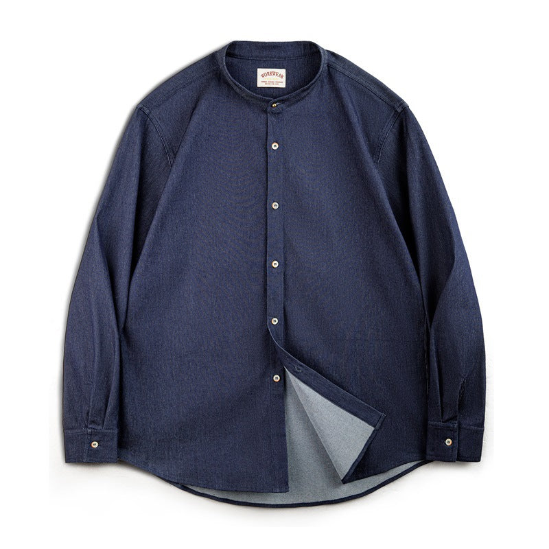Men’s Retro Crew-Neck Casual Long-Sleeve Shirt Coat – Relaxed Autumn Layer