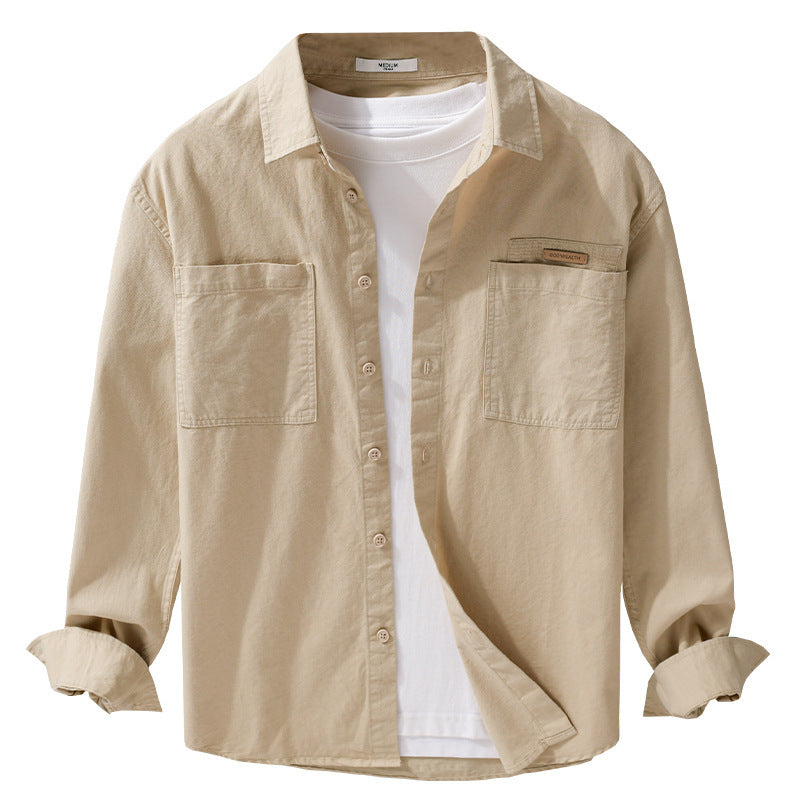 Men’s Simple All-Match Loose Fit Long-Sleeve Shirt – Casual Essential
