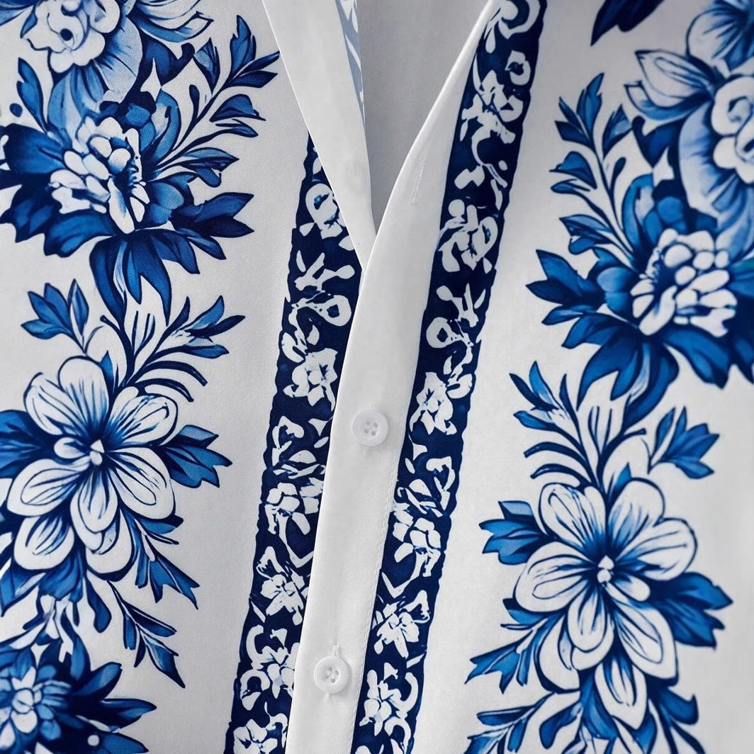 Men’s Retro Floral 3D Digital Print Shirt & Shorts Set – Bold Summer Matching Outfit