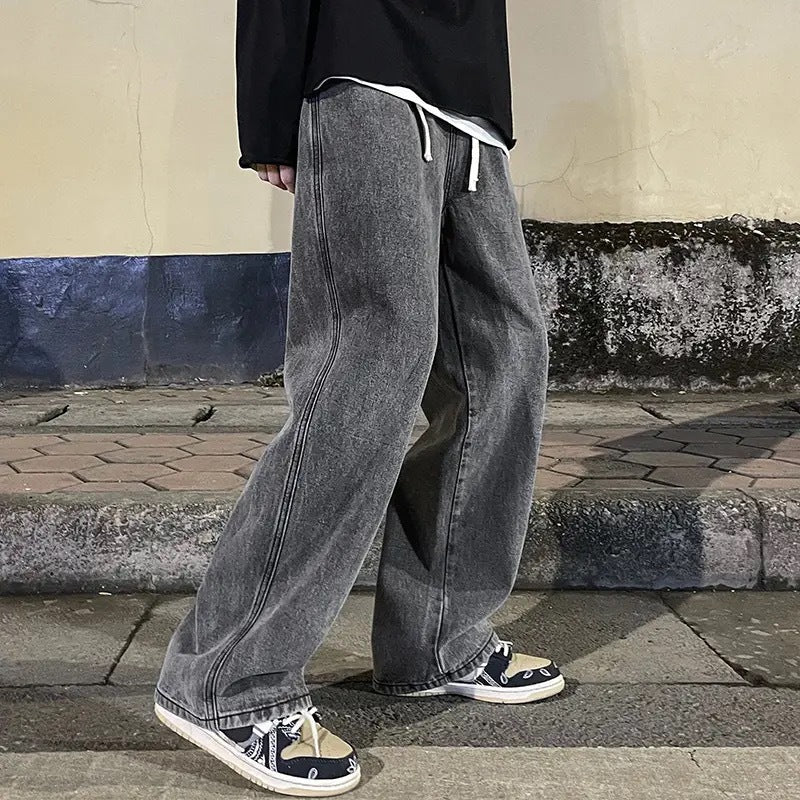 Men’s Straight Loose Jeans – Classic American Street Fit Denim