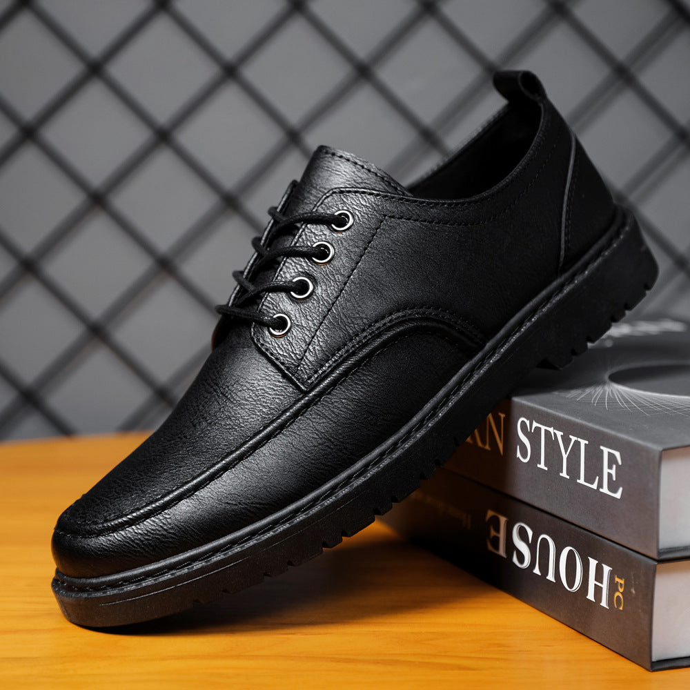 Men’s Plus-Size British-Style Lace-Up Casual Leather Shoes