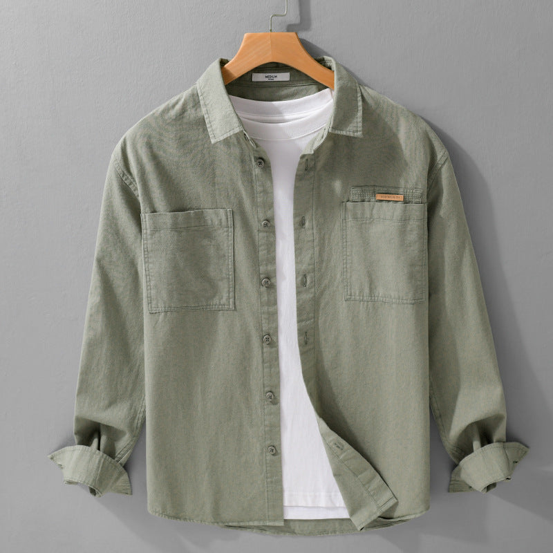 Men’s Simple All-Match Loose Fit Long-Sleeve Shirt – Casual Essential