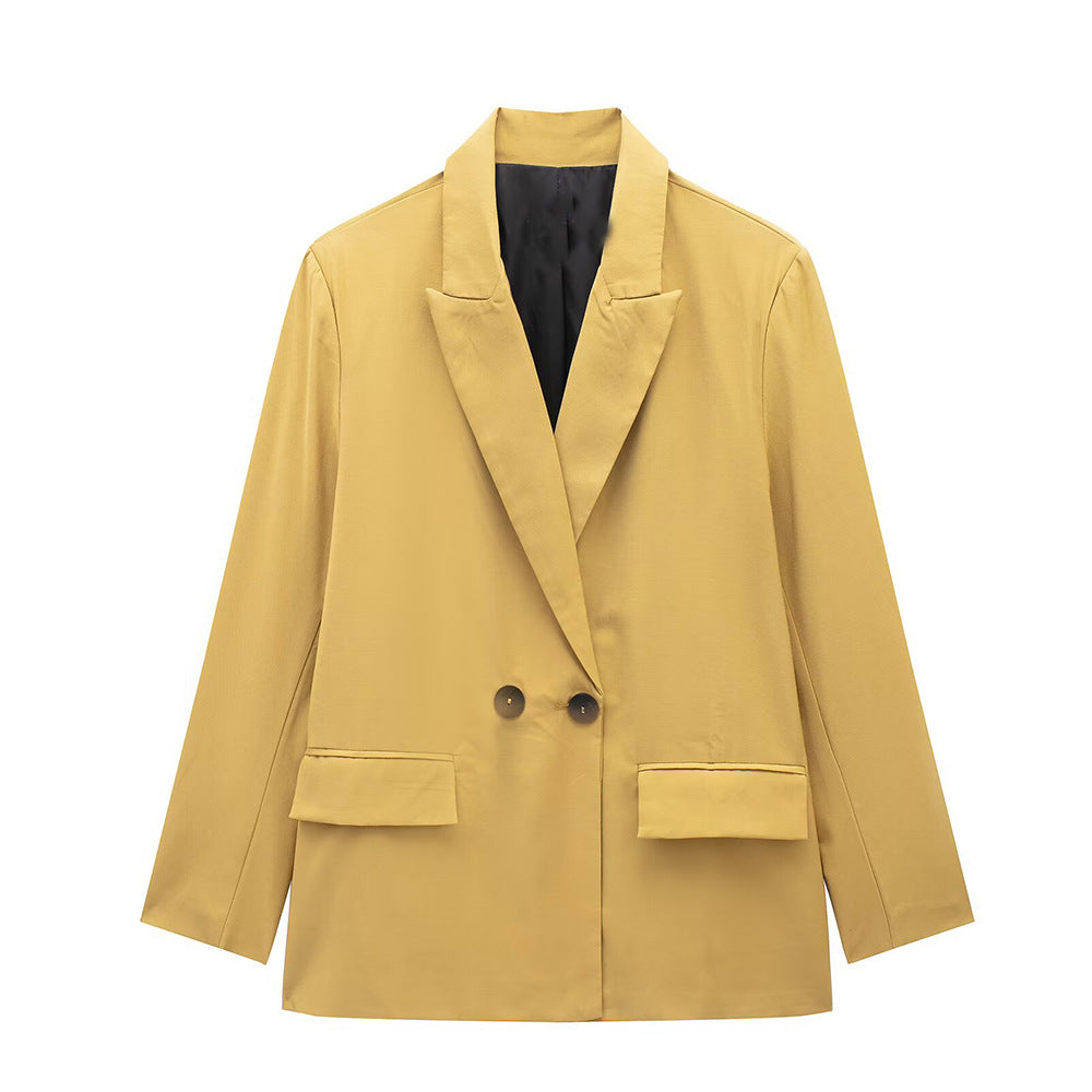 Women's Multi-color Commuter Loose Design Double-breasted Jacket