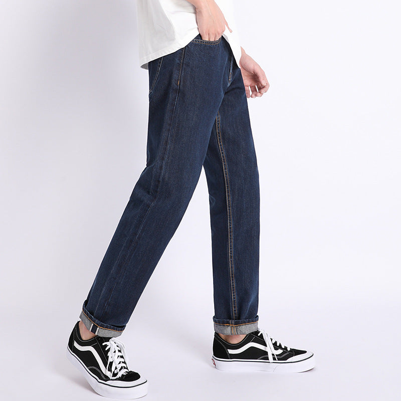 Dark Blue Loose-Fit Casual Jeans – Autumn Streetwear Style for Men
