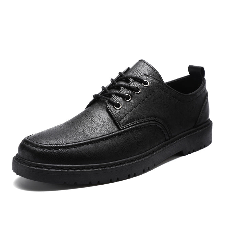 Men’s Plus-Size British-Style Lace-Up Casual Leather Shoes
