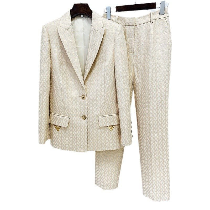 New European And American Star Fashion Jacquard Mid-length Suit Suit