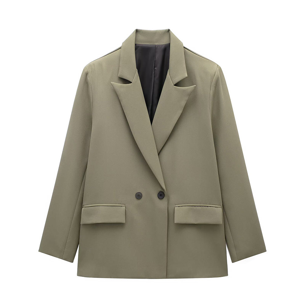 Women's Multi-color Commuter Loose Design Double-breasted Jacket