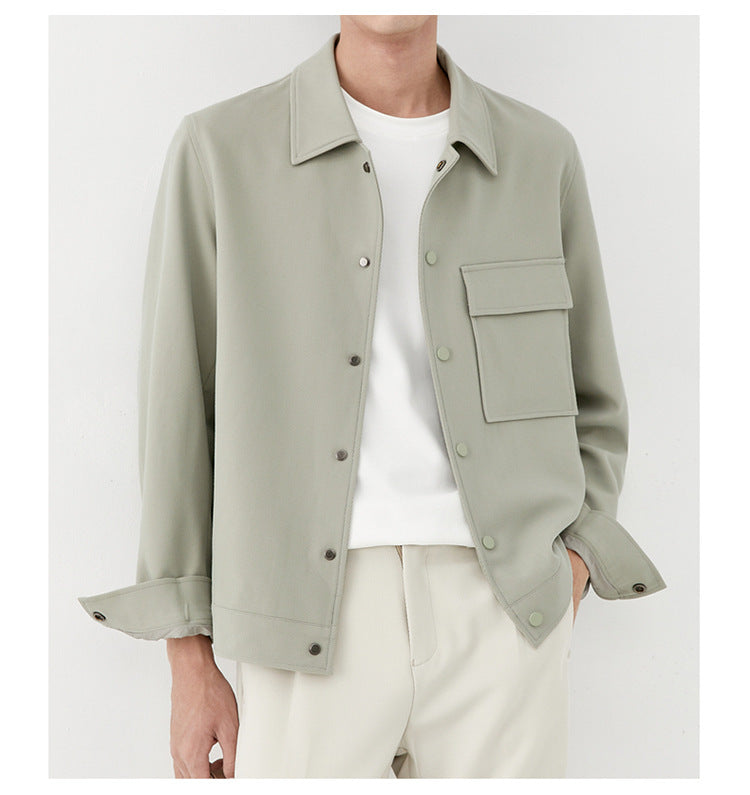 Men’s Polo Collar Korean Casual Jacket – Loose Fit Blouson Trend Outerwear