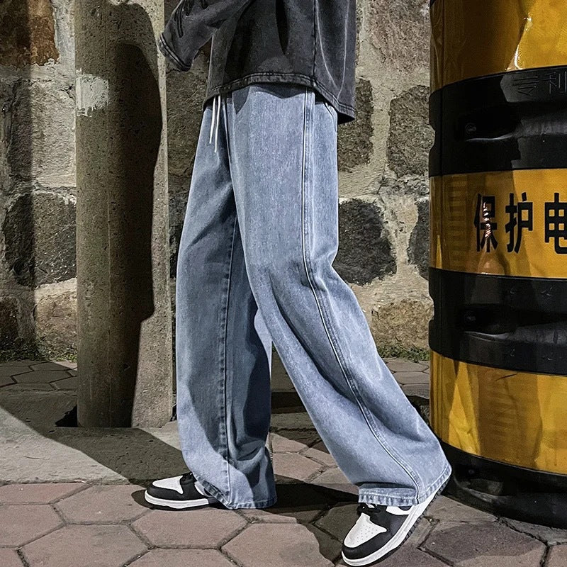 Men’s Straight Loose Jeans – Classic American Street Fit Denim