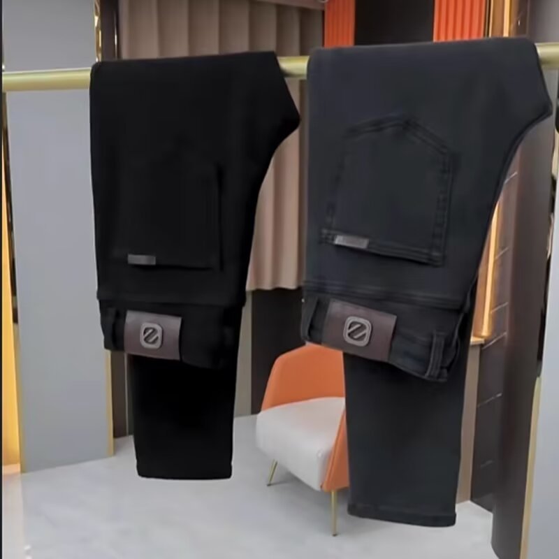 Men's Washed Slim Fit Black Jeans – European-Inspired Urban Style
