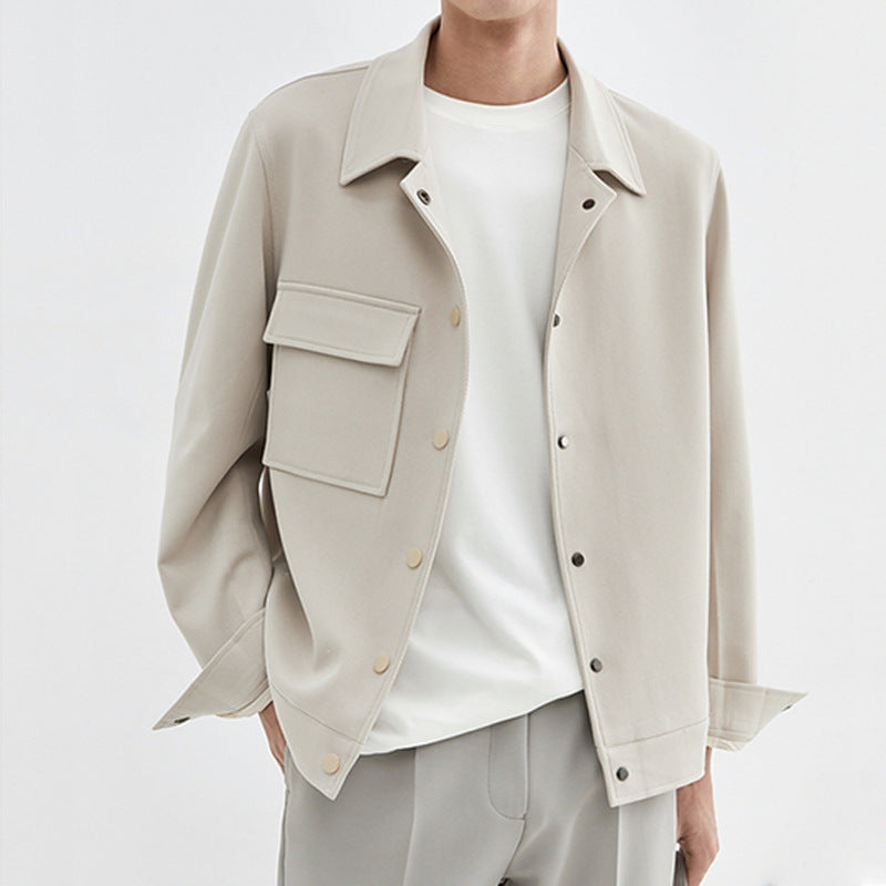 Men’s Polo Collar Korean Casual Jacket – Loose Fit Blouson Trend Outerwear