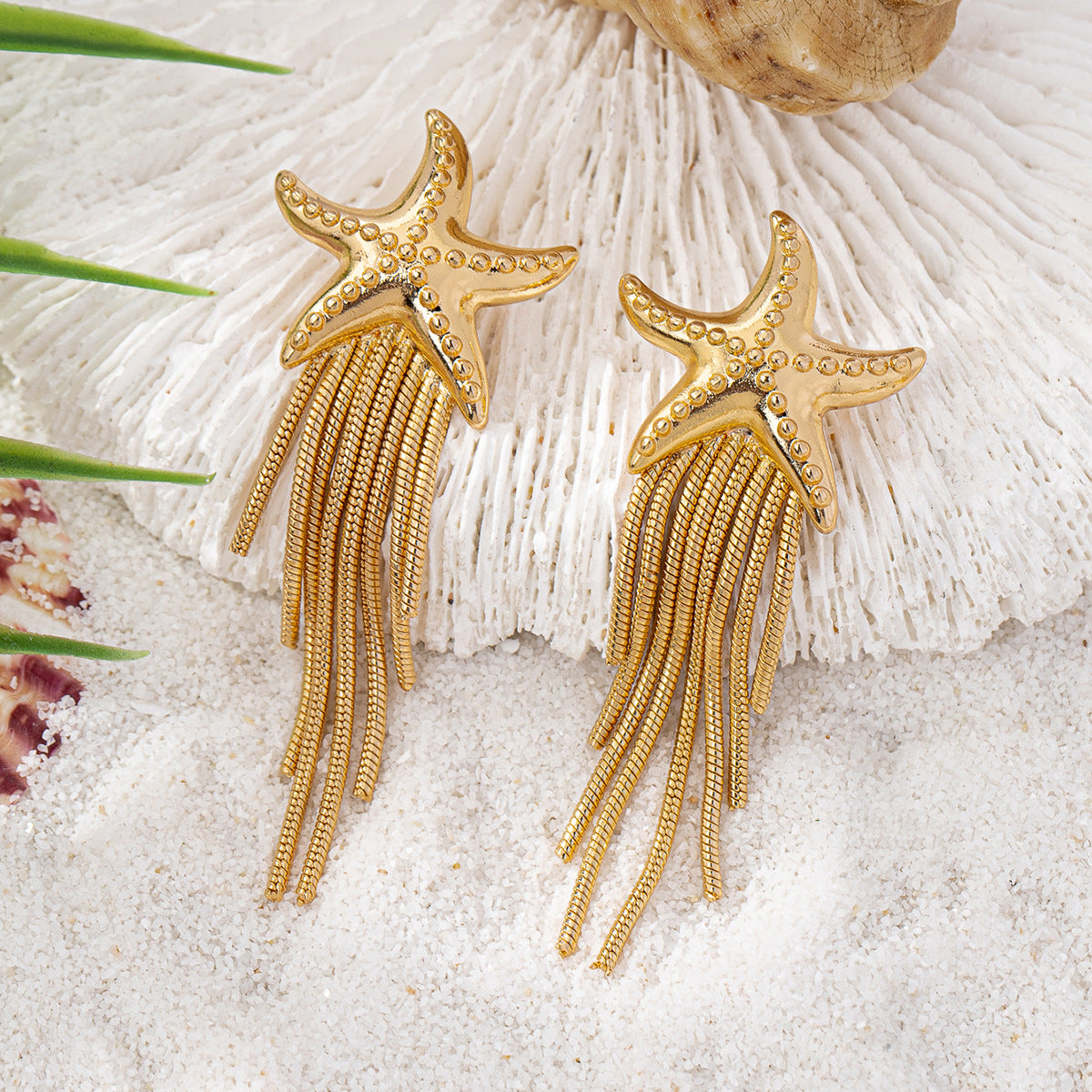 Creative Personality Holiday Ocean Style Starfish Tassel Earrings