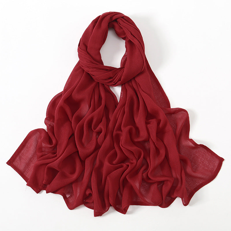 Solid Color Malay Indonesian Rayon Scarf Wide Brim Thin Modal Breathable