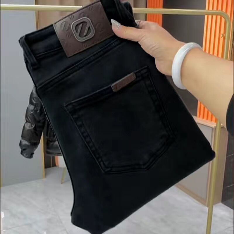 Men's Washed Slim Fit Black Jeans – European-Inspired Urban Style