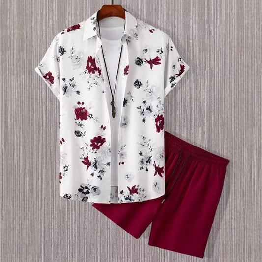 Men’s 3D Digital Print Shirt & Shorts Set – Bold Summer Casual Outfit