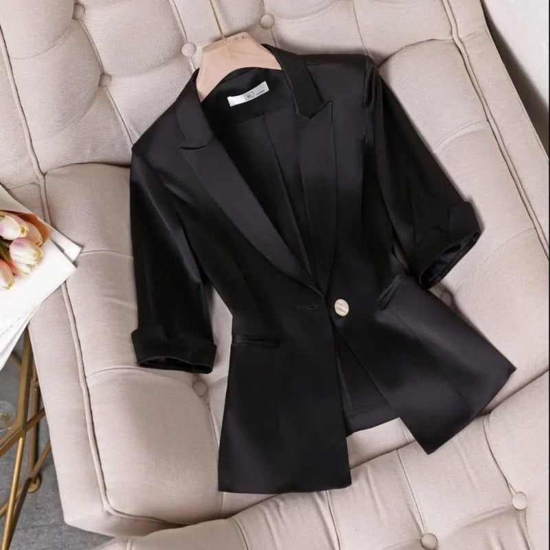 Acetate Stretch Satin All-match Women's Jacket