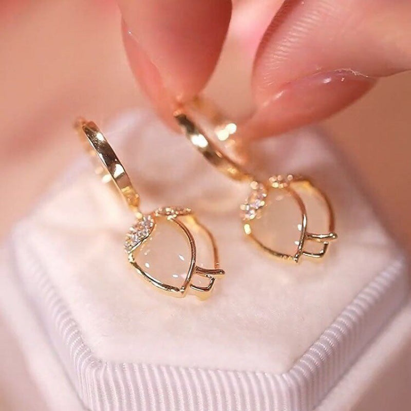 Opal Tulip Flower Earrings All-match Women