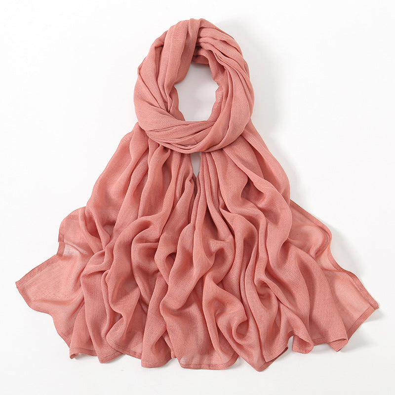 Solid Color Malay Indonesian Rayon Scarf Wide Brim Thin Modal Breathable